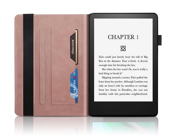 eBookReader Træåre cover Paperwhite 5 2021 åbent inde i med lommer